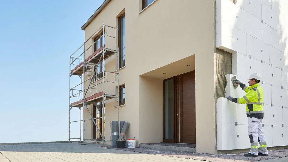 Fassadendämmung mit WDVS-Platten an einem Wohnhaus im Raum Ingolstadt