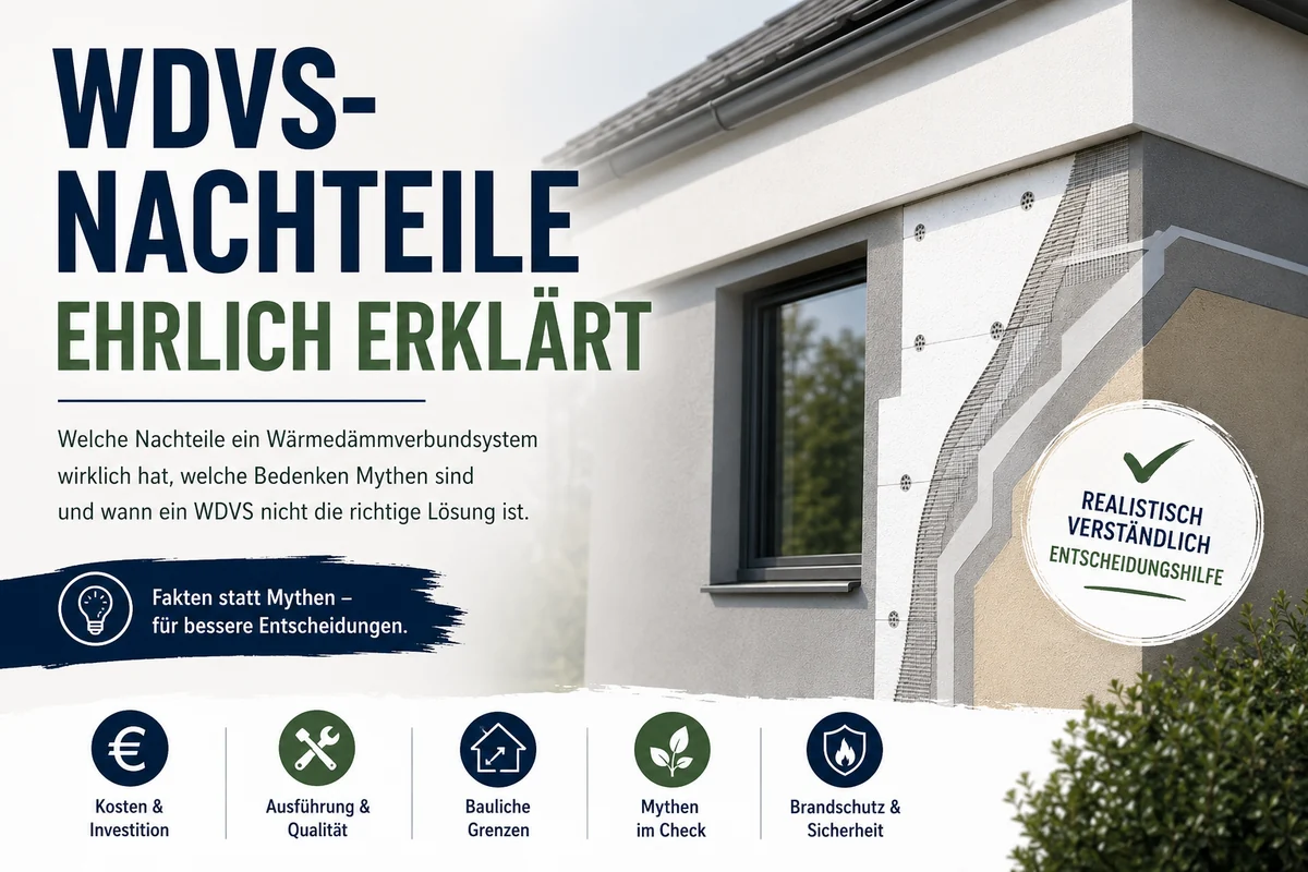 Covergrafik zu ehrlich erklärten WDVS-Nachteilen